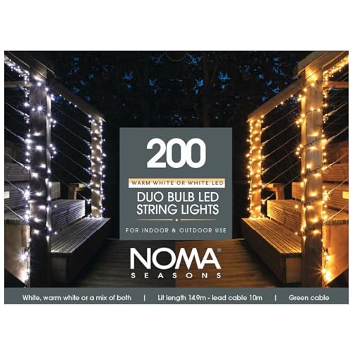 NOMA Duo Bulb String Lights, 200 Warm White LEDs, 24.9 m (Pack of 1)