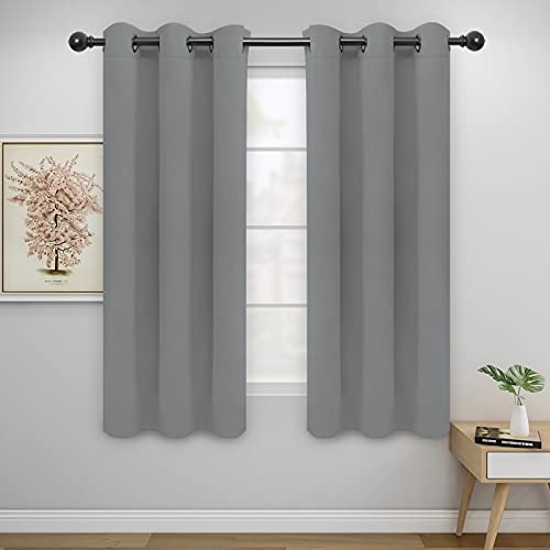 Easy-Going Blackout Curtains for Bedroom, Solid Thermal Insulated Grommet and Noise Reduction Window Drapes, Room Darkening Curtains for Living Room, 2 Panels(42x72 in, Light Gray)