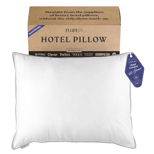 "FluffCo Down Alternative King Pillow - Luxury Hotel Quality - Medium Firmness - 36"" x 20"" - White - Modern Style - Star Pattern - Machine Washable"