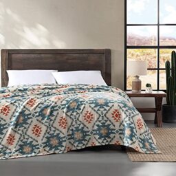 Wrangler - King Blanket, Ultra Soft Plush Fleece Reversible Bedding, Yellowstone Inspired (Dakota Blue, King)