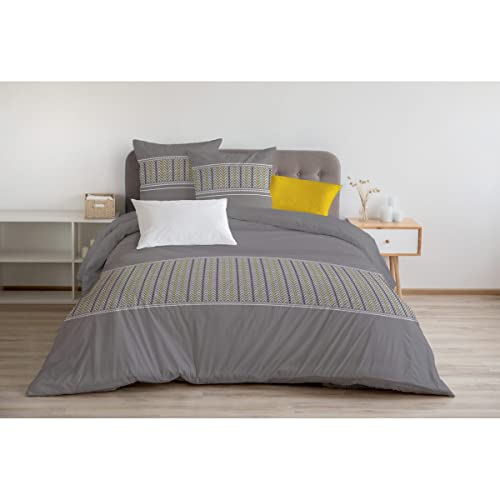 Home Passion - 3-Piece Duvet Cover - 100% Cotton - 57 Thread Count - Double - 240 x 260 cm - NAT Lemon