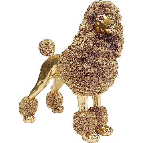 Kare Design Deco Figurine Mrs Poodle, gold, 34x32x16 cm, deco object - Elegant poodle statue, eye-catching animal motif, decorative home accessory, great gift idea, for living room