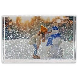Glitter Photo Frame, Acrylic Picture Frame holds 10 x 15 cm (4 x 6 inch) Clear Frameless Desktop Photo Block with Glitter Snow (White) - Ideal Personalised Gifts, Stocking Fillers or Xmas Decorations