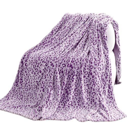 MIBOI Purple Leopard Blanket Soft Warm Throw Blanket Fleece for Couch Bed 50x60 inch