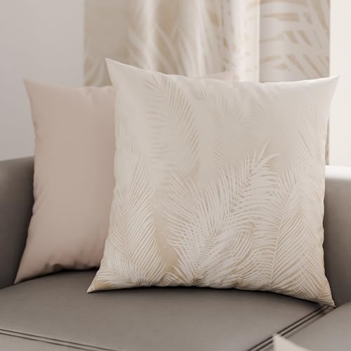 PETTI Artigiani Italiani - Pair of Pillow Cases 50 x 50 cm in Microfibre, Cushions for Bedroom Furniture, Sofa, Living Room, Set of 2 Cushion Covers, Cushion Cover Taupe Leaf 100% Made in Italy