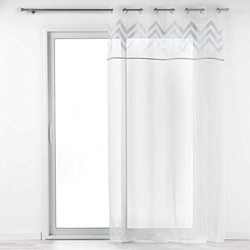 Douceur d'Intérieur White/Silver Eyelet Curtain 140 x 240 cm
