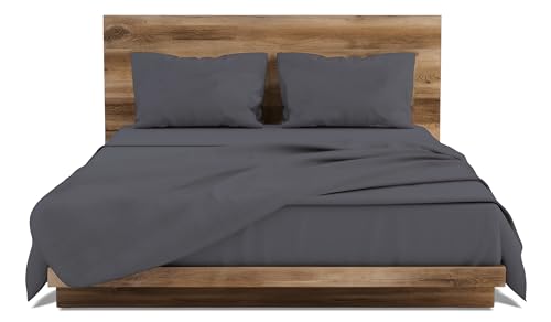 GEMITEX Bed Set Made in Italy in 100% Cotton, Plain Colour, Double Size, Cotton Line, Grey Colour, with Anti-Pilling and Hypoallergenic Treatment