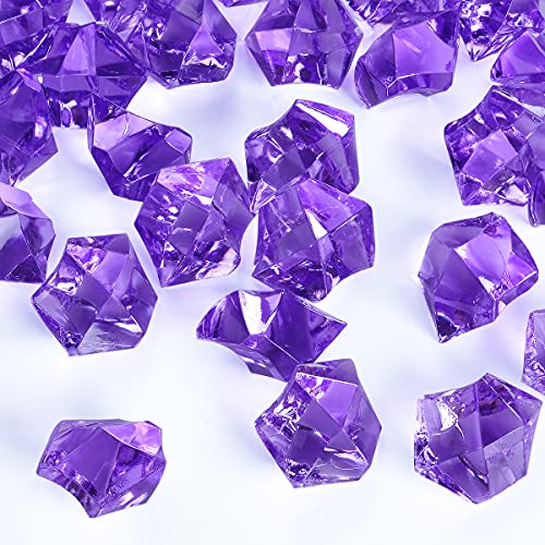 Babenest Purple Acrylic Crushed Ice Rocks, 150PCS Fake Crystals Ice Cubes - Diamonds Gems for Vase Fillers, Home Decoration, Fish Tanks Decor, Table Scatter, Event, Wedding, DIY Arts & Crafts