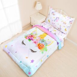 Toddler Bedding Sets for Girls, Unicorn Toddler Crib Bedding Set