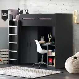 Julian Bowen Hercules High Sleeper Bed, Single, Dark Grey - H173xW96cm
