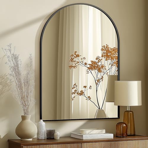 Arched Wall Mirror for Bathroom,Mirrors for Wall,28''x40'',Vanity Mirror for Bedroom Dresser, Entryway, Living Room, Metal Frame (28''x40'',Black)