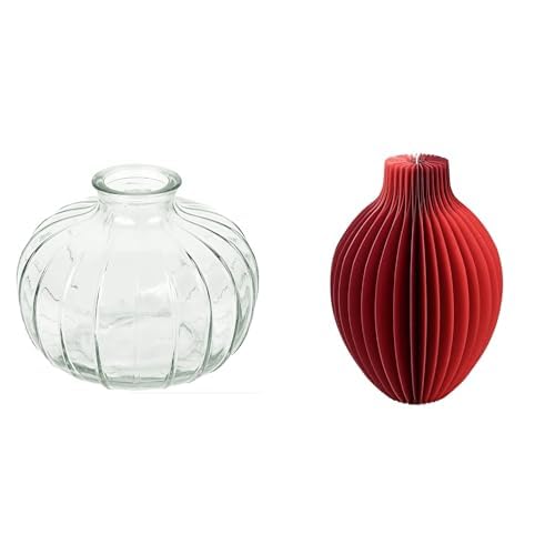 Talking Tables Clear Glass Bud Vase for flowers, s & Talking Tables Rote Wabenpapier-Vase mit Glasfläsc Table Decor Bundle