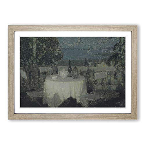 Henri Le Sidaner Table in The Morning Framed Print - A2 Oak Framed Wall Art - Ready to Hang - Modern Nature Picture - Living Room Bedroom Lounge Office