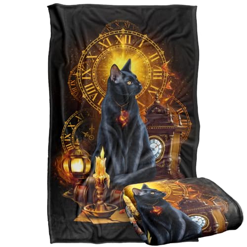 Jq Licensing - En Black Cat Time Clocks Silky Touch Super Soft Throw Blanket 91 x 147 Cm