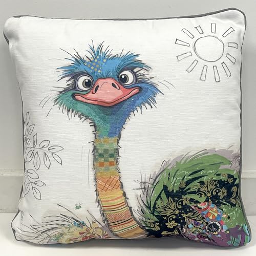 Lesser & Pavey Oscar Ostrich Cushions For Bedroom Or Living Room Décor - Fun Animal-Themed Cushion Covers For Sofa, Bed, Or Chair Use - Decorative Throw Pillow For Kids