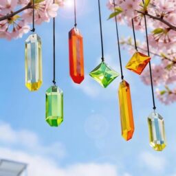 HDCRYSTALGIFTS 7PCS Crystal Prisms Suncatcher for Window Hanging, Rainbow Hanging Crystal Sun Catchers Indoor Window, Home Garden Christmas Decorations (Season Design)