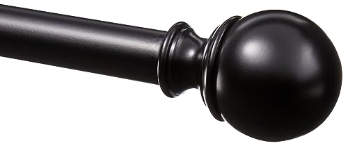 Amazon Basics Extendable Window Curtain Pole with Ball Finials, 19 mm Diameter, 183 to 366 cm, Black