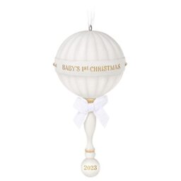 Hallmark Keepsake Christmas Ornament 2023, Baby's First Christmas, Porcelain Baby Rattle, Baby Gift