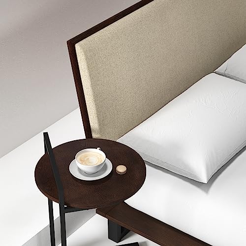 Zinus Ongii Nightstand 40x61x36 cm - Metal and Wood Side table - Red Oak Top - Brown and Black