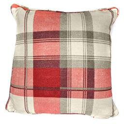 Fusion - Balmoral Check - 100 Percent Cotton Filled Cushion in Ruby, 43 x 43 cm