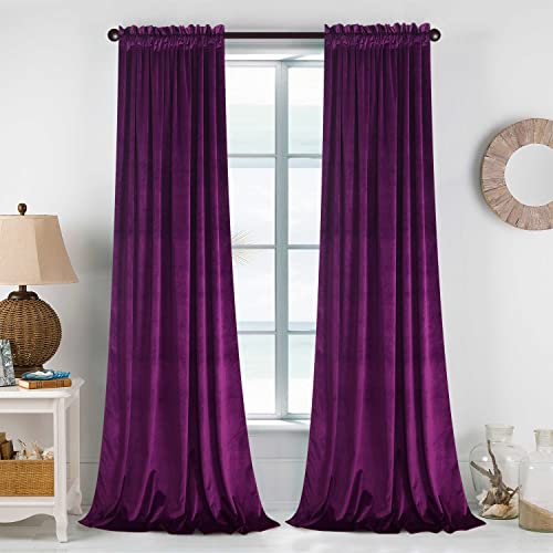 Roslynwood Purple Orchid Nursery Sunlight Velvet Curtains - Elegant Interior Decoration Large Window Blackout Velvet Drapes for Living Room, 52 x 108 Inches Long, Purple Orchid, 2 Pcs