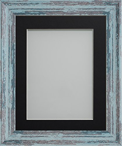 Frame Company Lynton Rustic Blue Photo Frame with Black Mount, 7x5 for 6x4 inch, fitted with perspex