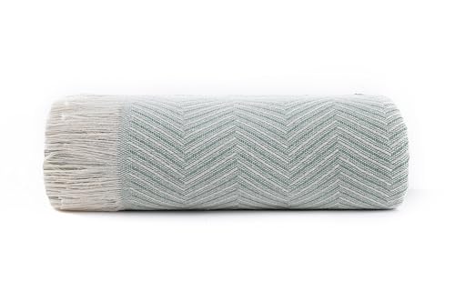 Todocama - Multipurpose Sofa Quilt, Foulard Blanket, Plaid for Bed, Sofa Cover, Jarapas, Made in Spain, Herringbone. (125 x 180 cm, Green)