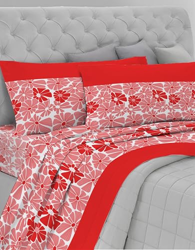 GEMITEX Cotton Bed Set, 100% Cotton, Breathable, Free of Harmful Substances, Certified Quality Standard 100 by OEKO-TEX Confidence in Textile, Double Size, G25/Coral, Designed in Italy