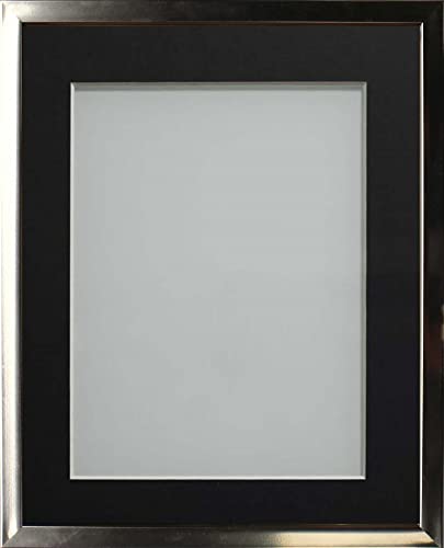 Frame Company Drayton Range Chrome Effect Photo Frame with Black Mount, 8x6 for image size 5x3 inch