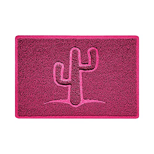 Nicoman Cactus Embossed Shape Door Mat Dirt-Trapper Jet-Washable Doormat-(Use Indoor or Sheltered Outdoor)- (60x40cm/23.6x15.7inches, Small) Pink