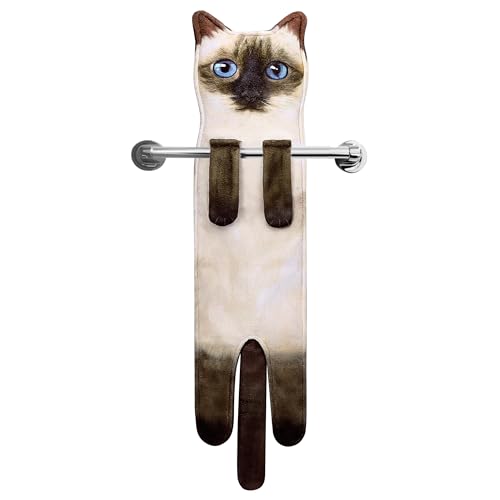 MewMix Funny Hand Towels for Bathroom Kitchen Decor - Cute Cat Hanging Hand Towel Kitchen Gadgets - Unique Housewarming Birthday Christmas Cat Lover Gift Ideas for Women Mom Lady Adults