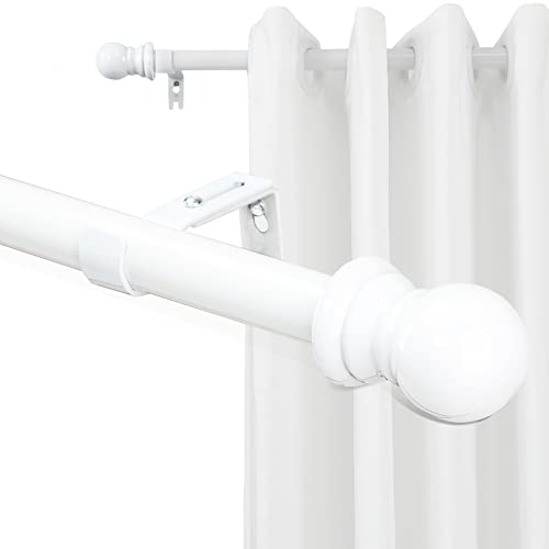 Curtain Rods - 1 Inch White Curtain Rods for Windows 32 to 46 Inch with Window Treatment Hardware - Adjustable Basic Bedroom Kitchen Curtain Rods for Drapes and Curtains