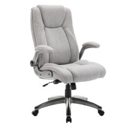 Ergonomic Executive Office Chair with Adjustable Lumbar Support, Flip-up Armrests, Double Padded Seat & Tilt Function – High Back Swivel Desk Chair for Home Office & Gaming,Grey