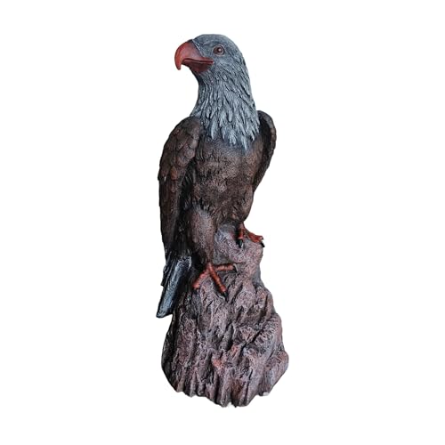 Relaxdays Eagle Figure, Seated, HxWxD: 66 x 30 x 36 cm, Polyresin, UV-resistant, Weatherproof, Brown/Grey