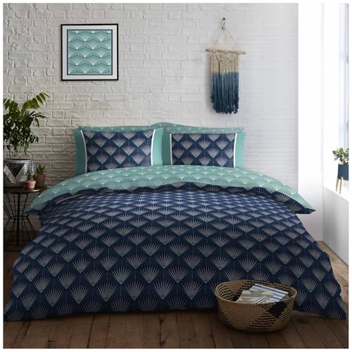 GC GAVENO CAVAILIA Poly Cotton Duvet Cover Sets, Reversible Geometric Bedding Set With Pillow Cases, Printed Bed Covers Double Bed (200x200 cm), Kaya
