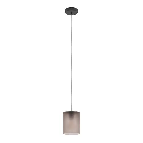 Eglo Pendant Lighting Colomera, Hanging lamp Above Dining Table, Elegant Dining Room Ceiling Light Fixture, Black Metal and Smoked Glass, E27 Socket, Ø 15 cm