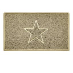 Nicoman Star Shape Embossed Entrance Door Mat Non Slip Dirt Trapper PVC Spaghetti Mat with Rubber Base, Jet Washable Quick Drying Doormat Indoor or Outdoor - (Medium, Beige, 75 x 44cm)