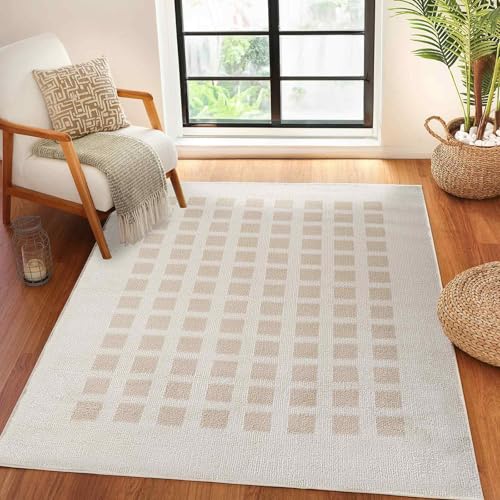 Livabliss Laurine Kisumu Shaggy Berber Style Floor Covering 120x170 cm – Plush Thick Pile for Living Room & Bedroom, Neutral Boho Design, Easy Care, Light Beige & Beige