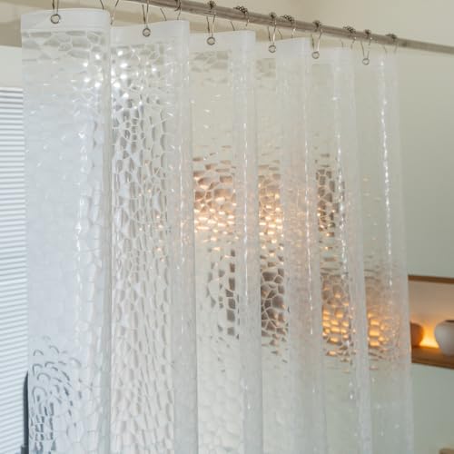 Clear Short Shower Curtain Liner 60 inch Length, EVA 7G Plastic Short Shower Curtain Liner 60 inches Long for Bathroom with 3 Weighted Magnets, Water Cube, 72x60Inches