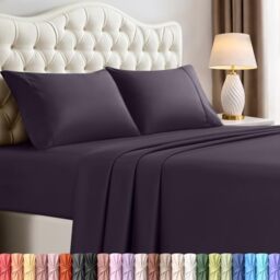 Utopia Bedding King Bed Sheets Set - 4 Piece Bedding - Brushed Microfiber - Shrinkage and Fade Resistant - Easy Care (King, Purple)