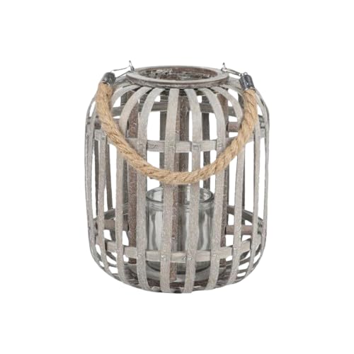 NATURAL LIVING Sean Wooden Lantern with Glass Tealight Holder D20CM X H23CM