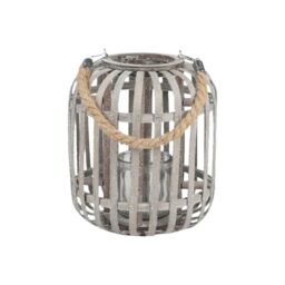 NATURAL LIVING Sean Wooden Lantern with Glass Tealight Holder D20CM X H23CM