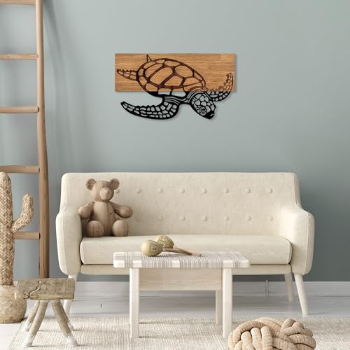 Decorative Wooden Wall Accessory, Black & Walnut, 58 x 3 x 32 cm, 50% Wood (3 cm) & 50% Metal (1.5 mm), Unique Design for Stylish Home Decor