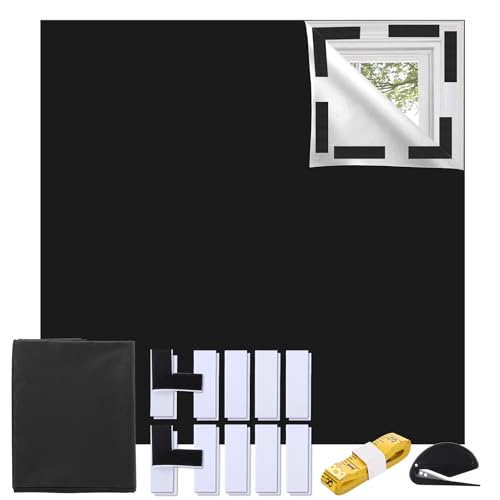 Blackout Blind 100% Light Blocking, Portable No-Drill Window Cover with Strong Adhesive & Velcro, DIY Cut-to-Fit for Any Size, Ideal for Bedroom Nursery RV (200x145cm)