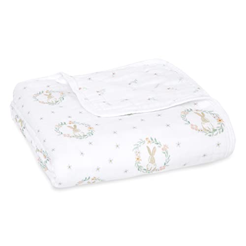 aden + anais essentials Dream Baby Blanket - Pack of 1 - Large Breathable 100% Cotton Muslin Bedding - Cot Blankets For Newborn Boys & Girls - Baby Shower or Gifts - blushing bunnies Print
