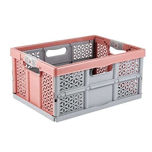 keeeper Stabile Sturdy Professional Folding Box with Soft-Touch Handles, 48.5 x 35 x 23.5 cm, 32 L, Lea, Nordic Red