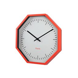 Fisura Original Octagonal Coral Wall Clock, Modern Kitchen Clock, Neon Wall Clock, 30 cm Diameter, ABS and Glass, 1 x AA Battery.