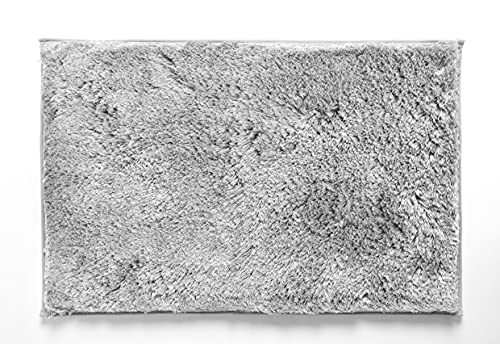 Penguin Home Non Slip Microfiber Fluffy Ruby Bath Mat-Grey Colour-Super Soft and Absorbent With Thick Pile and Latex Backing for Bath Room Floors, Bathrugs, Tubs-Size-60x90cm Pile Height-1.2cm-