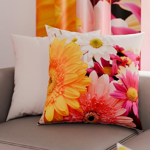 PETTI Artigiani Italiani - Bed Pillowcases, Set of 2 Pillow Covers 65x65 cm, Cushion Cover in Hypoallergenic Microfibre, Made in Italy, Floral Giallo Pattern
