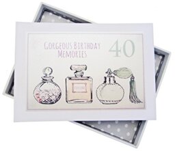 WHITE COTTON CARDS 40th Birthday, Mini Photo Album, Perfume Bottles, White